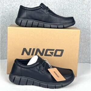 Ningo Shoes Mens Size 10.5 Black Comfort Slip Resistant Leather Work Casual New